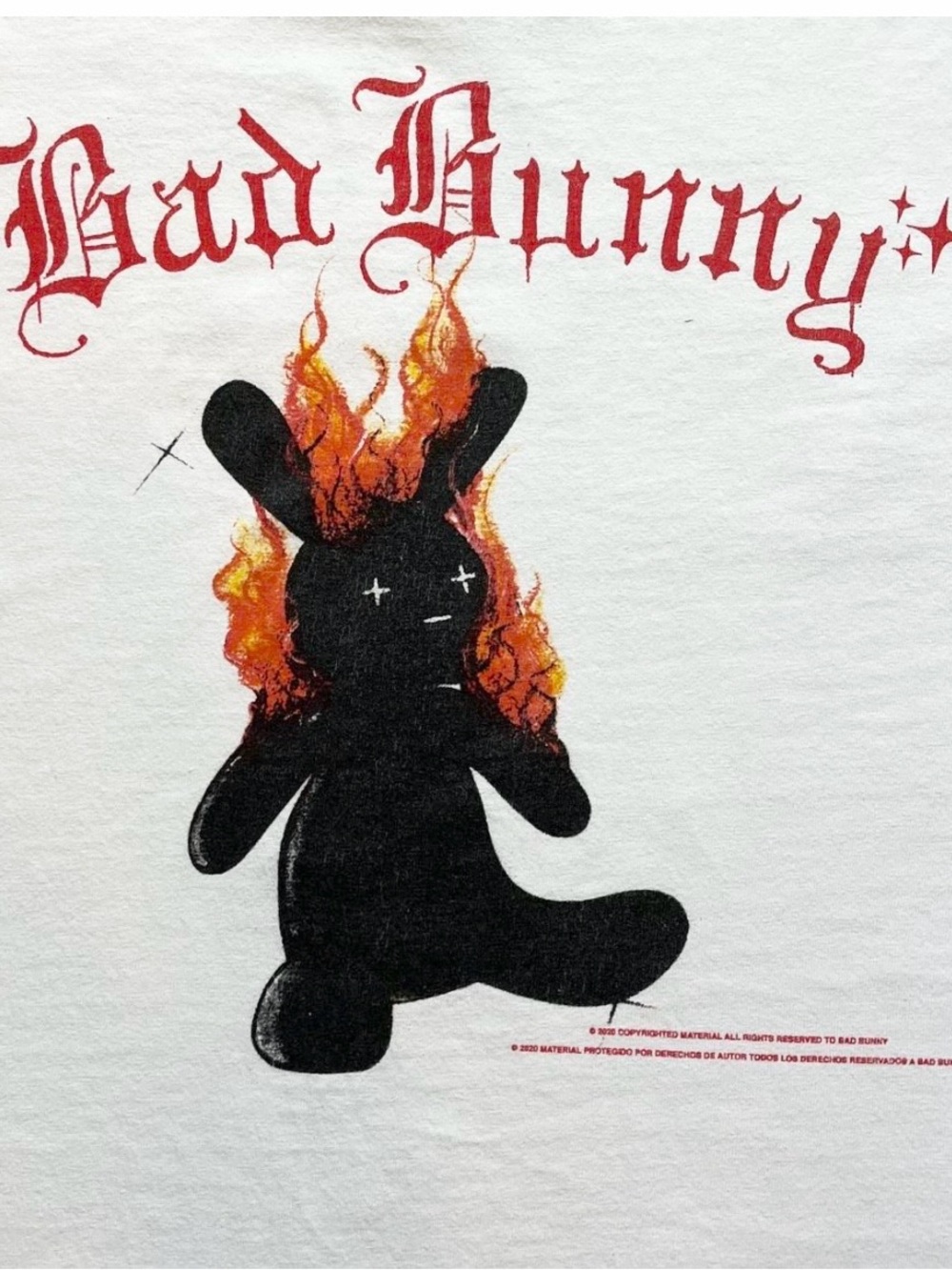 Bad Bunny 2020 YHLQMDLG Flaming Bunny Graphic Tee M